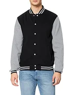 Kurtki męskie - Build Your Brand Męska kurtka Sweat College Jacket, kurtka studencka dla mężczyzn, dostępna w wielu kolorach, rozmiary S-5XL, Wielokolorowy (Black/H.Grey 00658), XXL - miniaturka - grafika 1