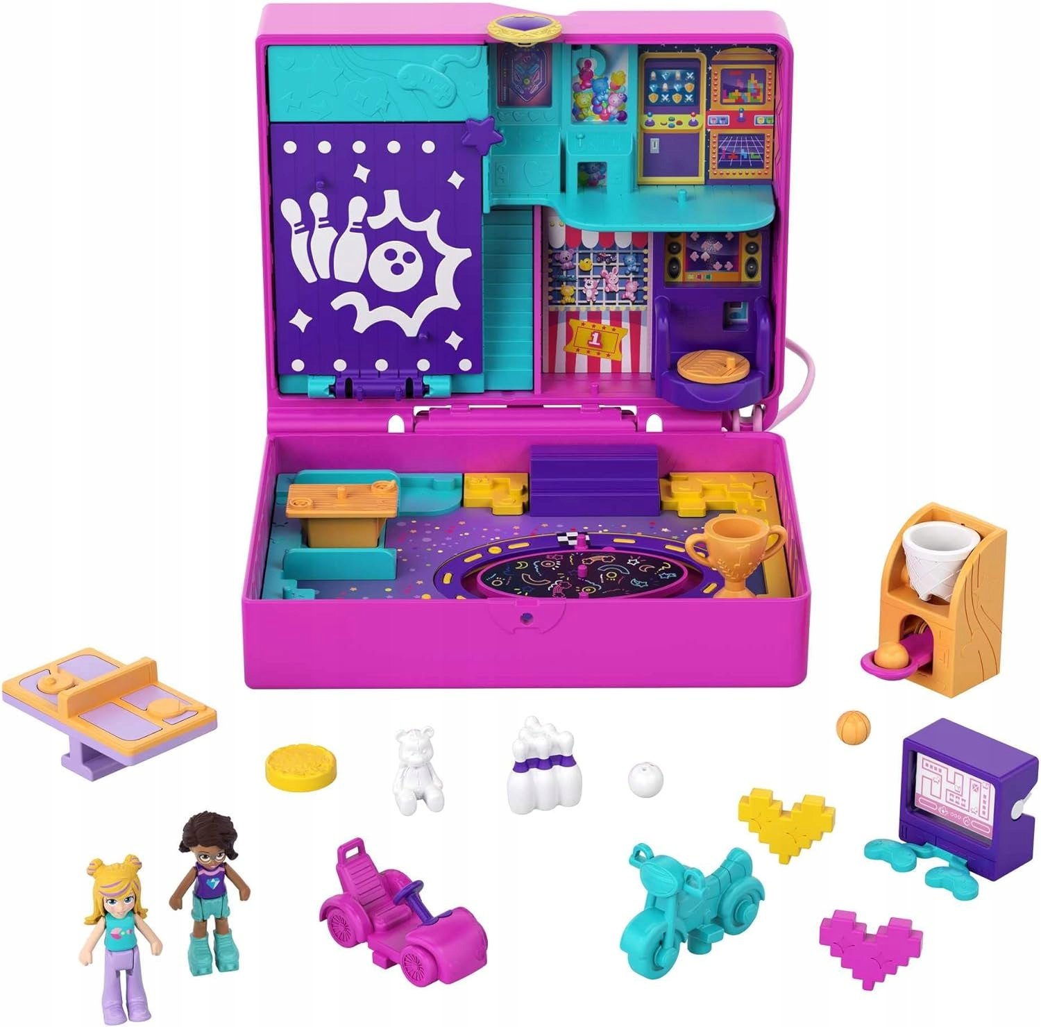 Polly Pocket Zestaw Wieczór Gier Mikrolalki Akcesoria