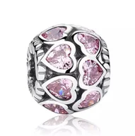 Bransoletki - Zawieszka Charms Serca Koralik S925 Bransoletka Srebrna Srebro - miniaturka - grafika 1
