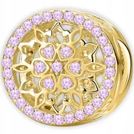 Wisiorki - CHARMS ZŁOTY Ażurowy Kwiatek POZŁACANY 585 Koralik z Cyrkoniami SREBRO 925 - miniaturka - grafika 1