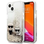 Etui i futerały do telefonów - Karl Lagerfeld Liquid Glitter Karl & Choupette - Etui iPhone 13 (złoty) KLHCP13MGKCD - miniaturka - grafika 1