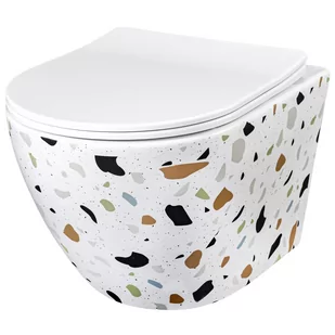 Domotechnika ZESTAW :Miska WC 49,5x37x32 cm RIMLESS z deską+ umywalka 46,5x33x13,5 cm ,LASTRYKO R/C8005+U6933 - Miski WC - miniaturka - grafika 1