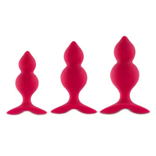 Korki analne - Feelz Toys Bibi Twin Butt Plug Set 3 pcs Pink - grafika 1