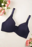 Biustonosze - Granatowy Gładki Biustonosz z Cienkimi Ramiączkami z Siateczki Anzlea - Born2be - miniaturka - grafika 1