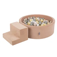 Suche baseny - KiddyMoon Piankowy plac zabaw z piłeczkami róż pustyni: pastelowy beż-zielonoszary-pastelowy żółty-biały basen 100/schodek Zabawka plac zabaw - miniaturka - grafika 1