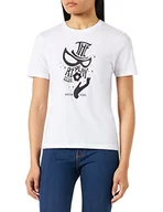 Koszulki i topy damskie - Replay T-shirt damski z krótkim rękawem z nadrukiem, 001 White, L - miniaturka - grafika 1