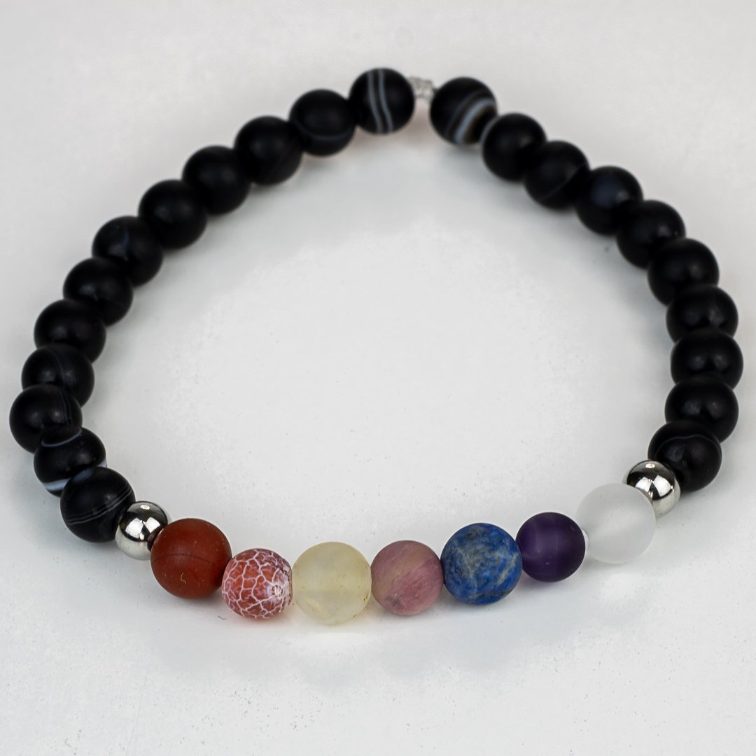 Bransoletka czakr mała z agatem czarnym