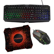Zestawy myszka + klawiatura - FOREV KLAWIATURA PRZEWODOWA + MYSZ ZESTAW PODŚWIETLANA CZARNA FV-Q909 - miniaturka - grafika 1
