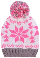Czapki damskie - Ciepła, Różowo-Kremowa Czapka Z Pomponem - miniaturka - grafika 1