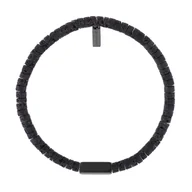 Bransolety męskie - Bransoletka męska czarna lawa i czarna stal. - miniaturka - grafika 1