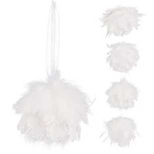 Bombka piórkowa biała 10 cm mix - Bombki - miniaturka - grafika 1