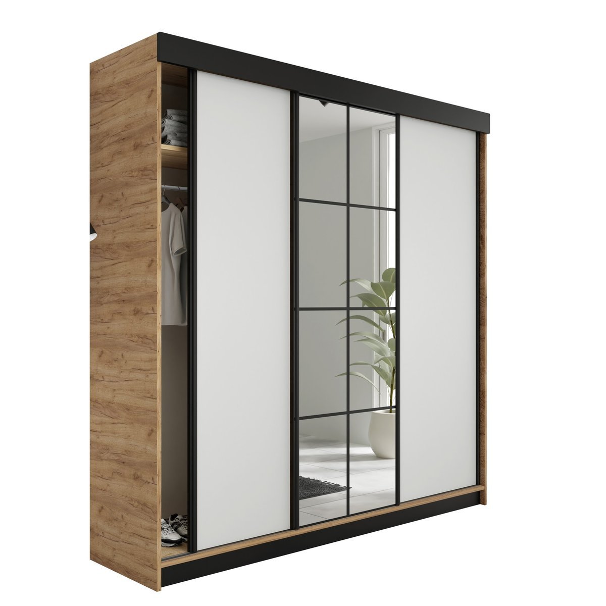 Szafa LAMARO biały i dąb craft złoty - 250x205x59