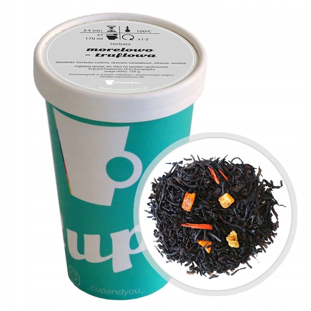 Najlepsza liściasta sypana herbata czarna MORELOWO TRUFLOWA morele 120g
