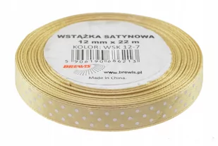 Brewis Wstążka dekoracyjna kropki 12mmx22m beżowa - Pasmanteria - miniaturka - grafika 1