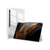 Etui do tabletów - Dux Ducis Toby Etui ze skóry ekologicznej na tablet Samsung Galaxy Tab S8 Ultra z funkcją Smart-Sleep i uchwytem na długopis Wake-Up, różowy - miniaturka - grafika 1