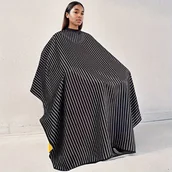 Peleryny fryzjerskie - TEMU Duży czarno-biały prążkowany płaszcz do włosów z poliestru odpornego na złamanie dla dorosłych - wielokrotnego użytku fartuch do fryzjerki - miniaturka - grafika 1