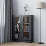 Witryny - VidaXL Witryna, szara, 82,5x30,5x115 cm, płyta wiórowa 802752 VidaXL - miniaturka - grafika 1