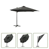 Parasole ogrodowe - The Living Store Parasol wiszący z lampkami LED i słupkiem - antracytowy - 300 cm - Parasol Wiszący - miniaturka - grafika 1