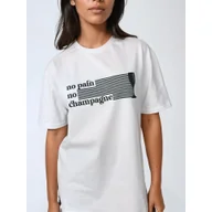 Koszulki sportowe damskie - Biały T-shirt Damski - No Pain No Champagne BeShaped - miniaturka - grafika 1