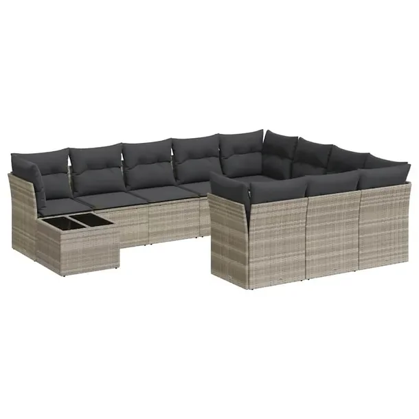 Zestaw wypoczynkowy ogrodowy jasnoszary rattan PE 289 x 234 x 69 cm