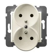 Gniazdka elektryczne - Ospel ARIA Gniazdo podwójne z uziemieniem ECRU ARIA GP-2URZ/M/27 - miniaturka - grafika 1