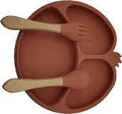 Zestawy naczyń dla dzieci - Zestaw Talerz talerzyk przyssawka łyżka widelec BLW SILIKON PREZENT #cool_items - miniaturka - grafika 1