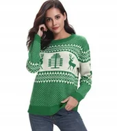 Swetry damskie - ŚWIĄTECZNY SWETER-EK DAMSKI Z RENIFEREM DLA NIEJ - miniaturka - grafika 1