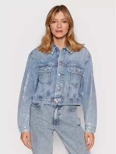 Kurtki damskie - Calvin Klein Jeans Kurtka jeansowa J20J217815 Niebieski Oversize - grafika 1