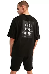 Trendyol Men's Black męski t-shirt z krótkim rękawem, z nadrukiem oversize, bardzo duży - Koszulki męskie - miniaturka - grafika 1