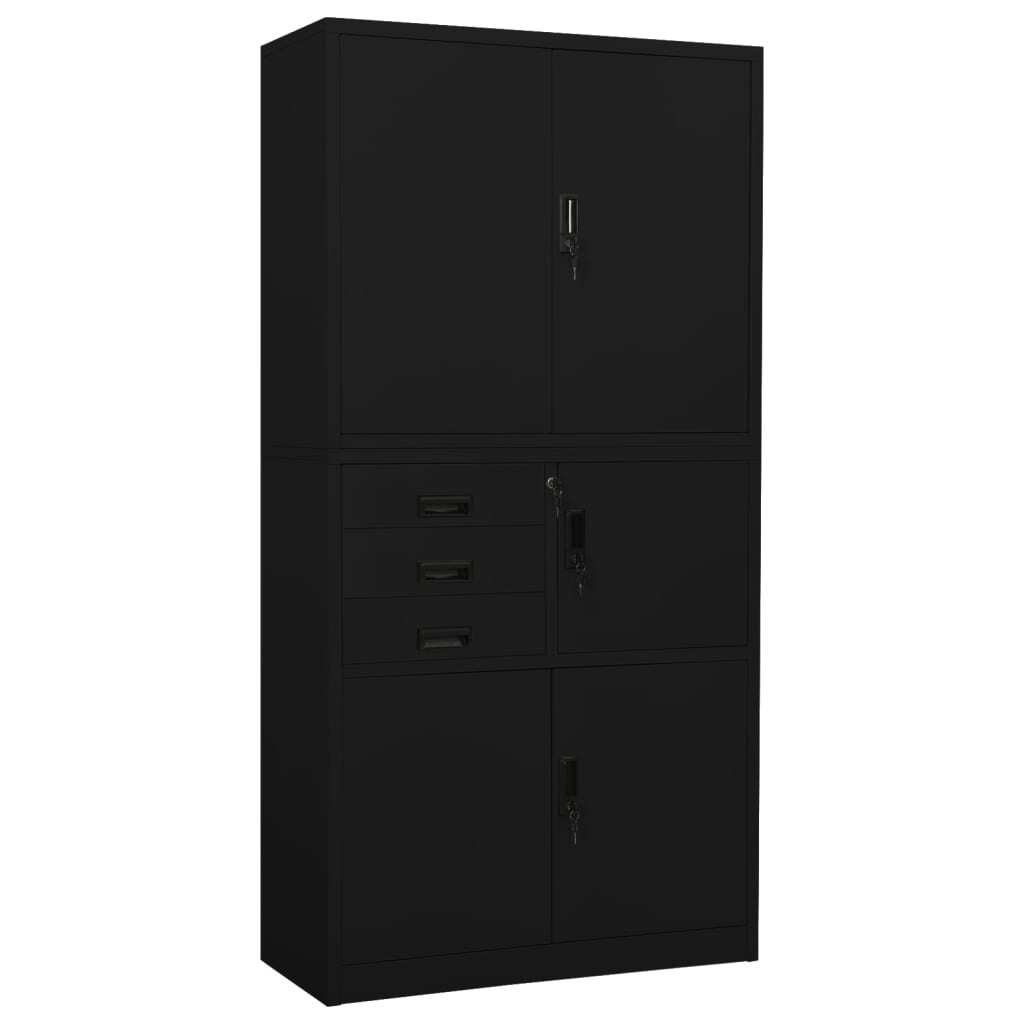 Szafka biurowa czarna 90x40x180 cm stalowa