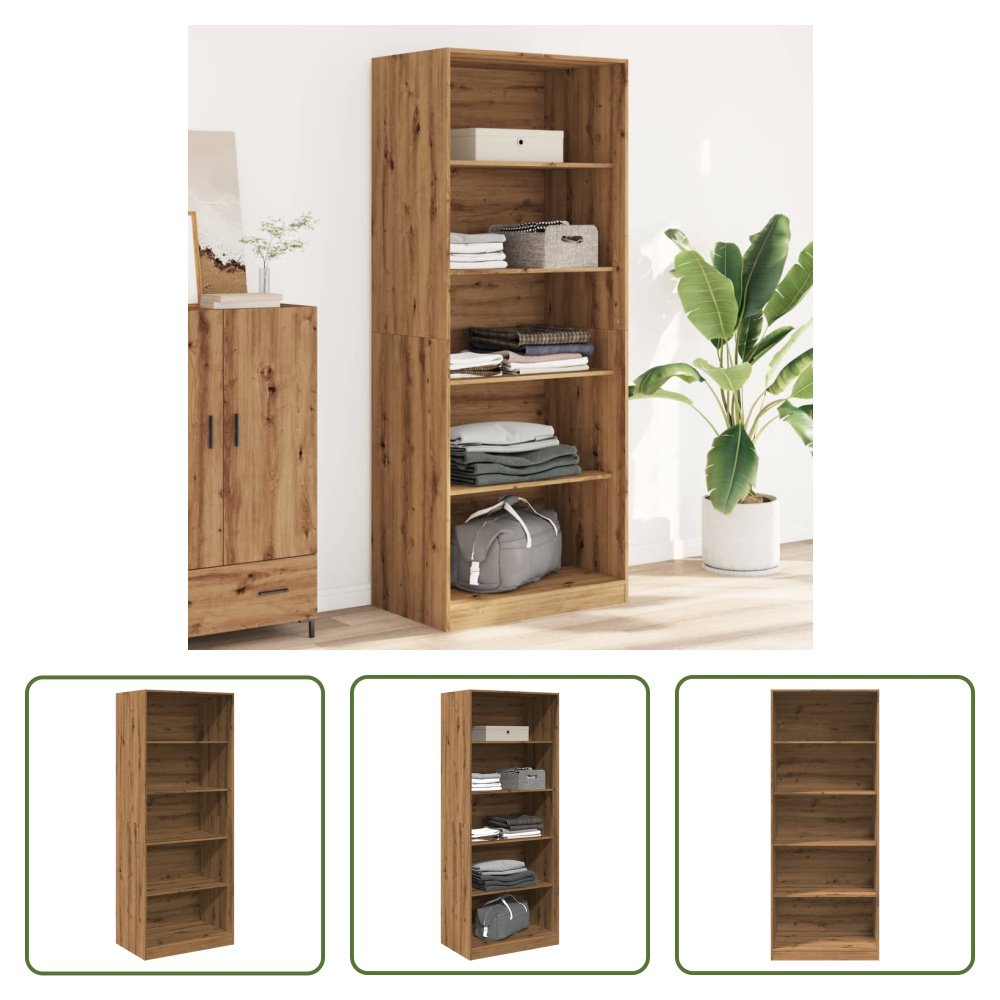 The Living Store Szafa Artisan dąb 80x50x200 cm materiał drewnopochodny