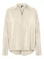 Koszule damskie - VERO MODA Koszula damska VMQUEENY L/S Oversized Shirt EXP GA, Antique White, M - miniaturka - grafika 1