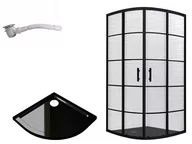 Kabiny prysznicowe - Kabina prysznicowa BLACK LOFT czarna w szprosy 80x80 - miniaturka - grafika 1