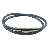 Naszyjniki męskie - König Design skórzany naszyjnik skórzany pasek skórzana bransoletka 6 mm męski naszyjnik 17 cm - 100 cm pleciony, długość: 30 centymetrów, kolor: grafitowo-szary - miniaturka - grafika 1