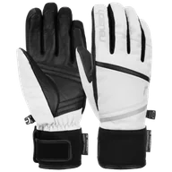 Rękawiczki - Rękawice narciarskie damskie z koziej skóry Primaloft Reusch Tessa Stormbloxx 1101 czarno-biały - miniaturka - grafika 1