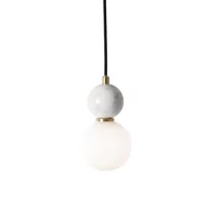 Lampy sufitowe - Lampa wisząca kula Bilo PL0137 Yaskr do salonu szkło marmur biała mosiądz - miniaturka - grafika 1