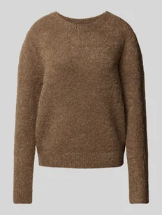 Sweter o kroju regular fit z bouclé z mieszanki żywej wełny i wełny z alpaki - Swetry damskie - miniaturka - grafika 1