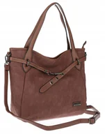 Torebki damskie - Torebka Damska Shopper Worek Pojemna Modna Miejska Torba CH6683 Czekoladowa - miniaturka - grafika 1