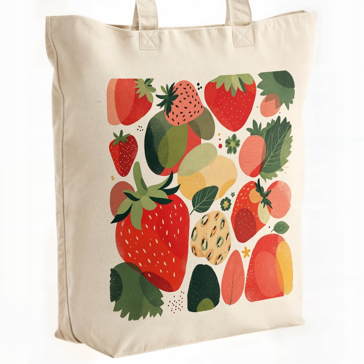 Torba bawełniana premium na zakupy Truskawki Kolaż Abstrakcja Prezent