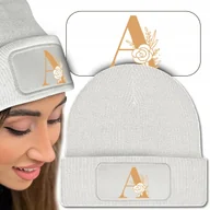 Czapki damskie - Ciepła Czapka Zimowa Biała LITERKI INICJAŁY Wzory - miniaturka - grafika 1