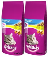 Sucha karma dla kotów - WHISKAS Sterile 2x14 kg - sucha karma dla dorosłego kota po zabiegu kastracji, z pysznym kurczakiem - miniaturka - grafika 1