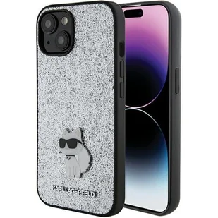 Karl Lagerfeld KLHCP15SGCNPSG iPhone 15 6.1" srebrny/silver hardcase Fixed Glitter Choupette Logo Metal Pin - Etui i futerały do telefonów - miniaturka - grafika 1