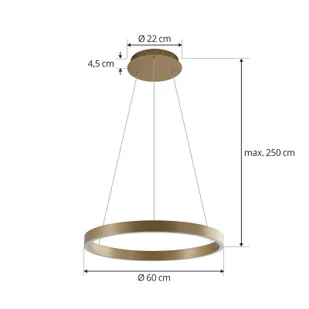 Inteligentna lampa wisząca LED Lucande Yonam, złota, 1-punktowa, Tuya - Lampy sufitowe - miniaturka - grafika 1