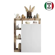 Szafki na buty - Szafka Na Buty 4 Półki Hamburg Biały Połysk Klon Pero - miniaturka - grafika 1