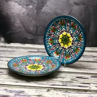 Talerze - Mały talerz ceramiczny ręcznie zdobiony „Kwitnąca polana” o średnicy 15cm - miniaturka - grafika 1