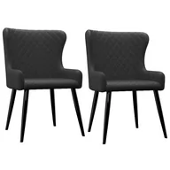 Krzesła - vidaXL Krzesła do jadalni, 2 szt., czarne, tapicerowane tkaniną - miniaturka - grafika 1