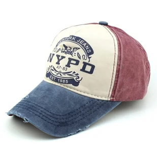 Czapka z Daszkiem bejsbolówka NYPD granat-bordo - Czapki damskie - miniaturka - grafika 1