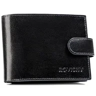 Portfele - Duży portfel męski na zatrzask pojemny portfel na karty ze skóry naturalnej ochrona RFID Rovicky, czarny - miniaturka - grafika 1