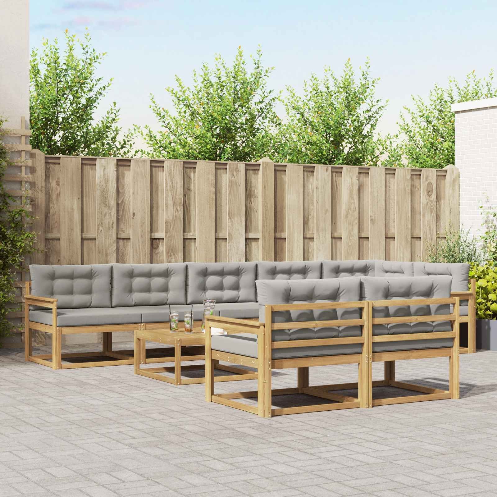 vidaXL Zestaw sof na zewnątrz 9 pcs Biały i jasnoszary 79 x 79 x 37 cm