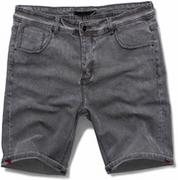 Spodenki męskie - Krótkie męskie spodenki jeansowe grafitowe Recea - miniaturka - grafika 1
